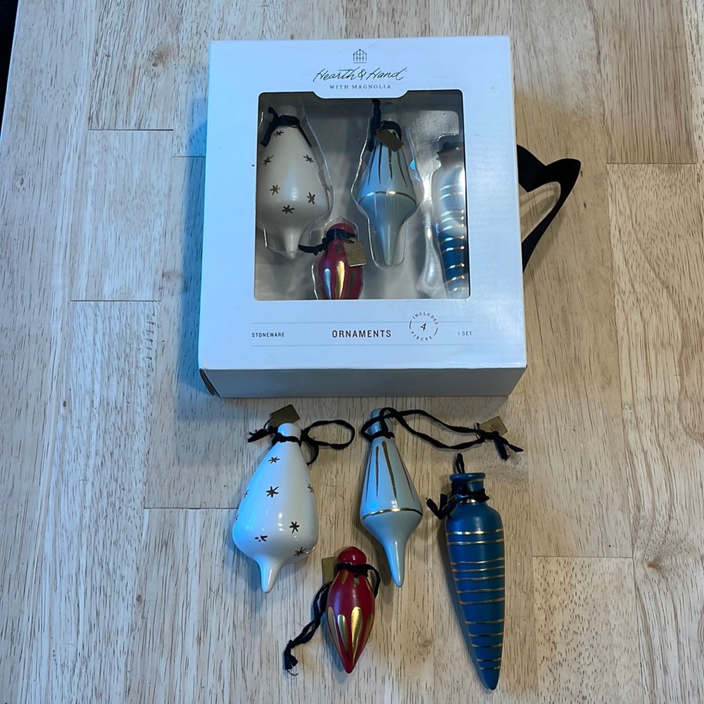Two Brand new sets of Magnolia Christmas ornaments.
